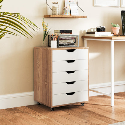 Mobile filing cabinet with 5 drawers, 48 x 39.5 x 65.5 cm, natural