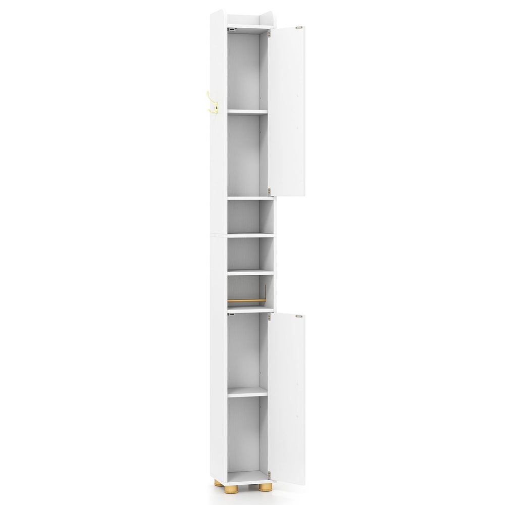176.5cm Tall Storage Organizer with 2 Doors and Adjustable Shelves-White