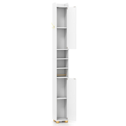 176.5cm Tall Storage Organizer with 2 Doors and Adjustable Shelves-White