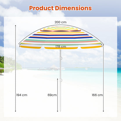 178 cm Beach Umbrella Sun Protection Portable Outdoor Sunshade Parasol for Sand-Colourful