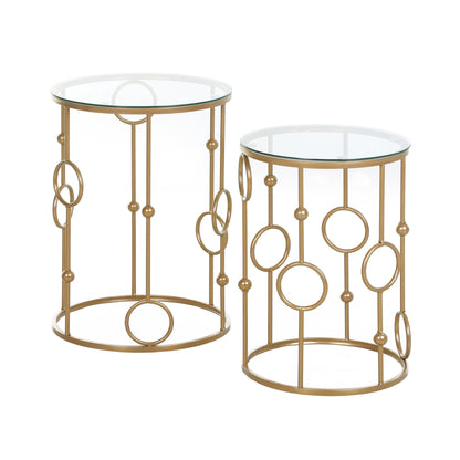 HOMCOM Nesting Round Coffee Table Set of 2 - Gold Tone