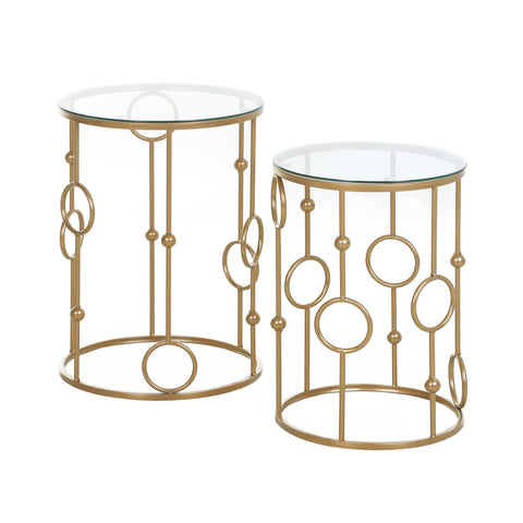 HOMCOM Nesting Round Coffee Table Set of 2 - Gold Tone