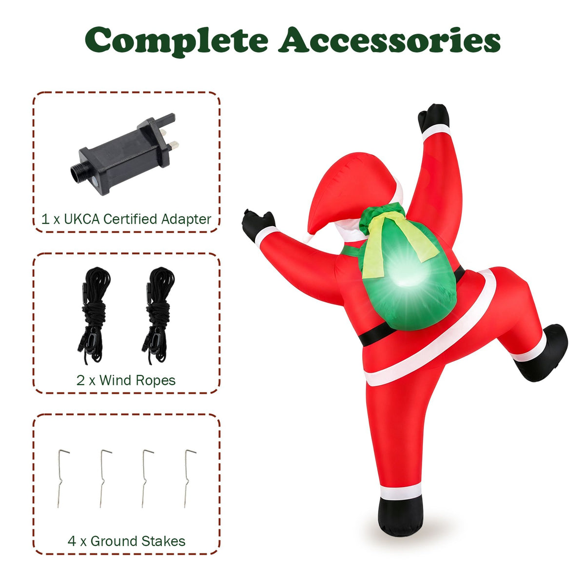 180 CM Christmas Inflatable Outdoor Decoration Climbing Santa