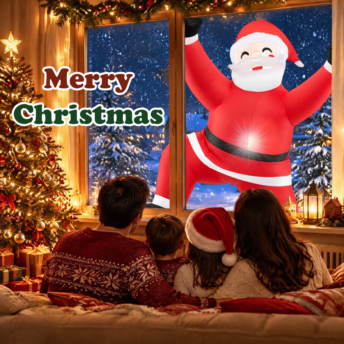 180 CM Christmas Inflatable Outdoor Decoration Climbing Santa