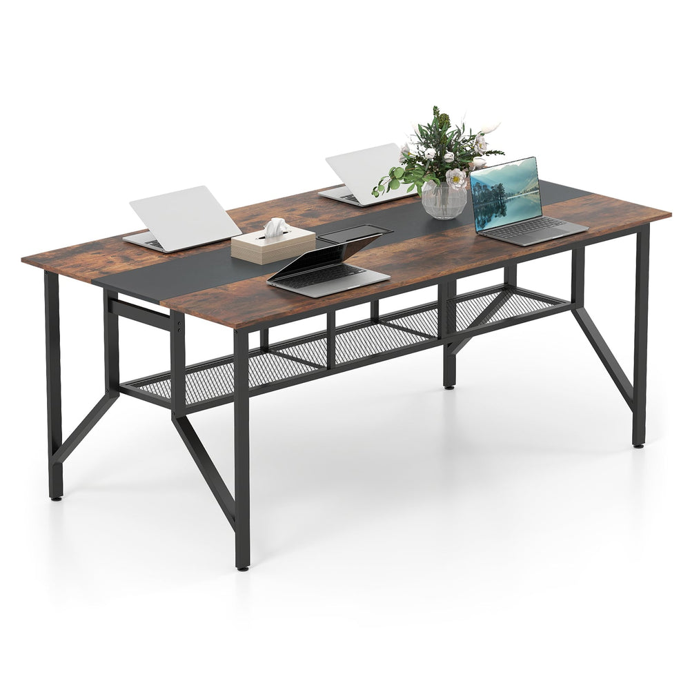 180 CM Conference Table Large Meeting Table for 6-8 People-Rustic Brown