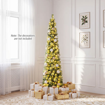 180 cm Pre-lit Pencil Christmas Tree with 120/150 Warm White LED Lights and 8 Modes