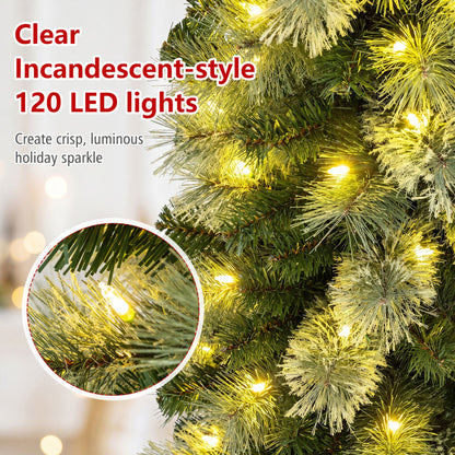 180 cm Pre-lit Pencil Christmas Tree with 120/150 Warm White LED Lights and 8 Modes