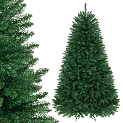 180 cm Unlit Artificial Christmas Tree with Easy-Assembly Hinges and Foldable Metal Stand for Holiday Party Decoration