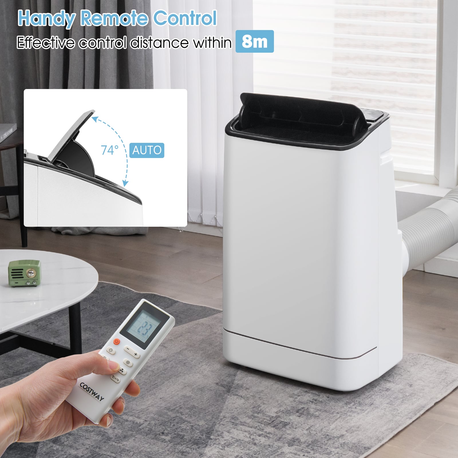 18000 BTU Portable Air Conditioner 4-in-1 with Remote Control-White