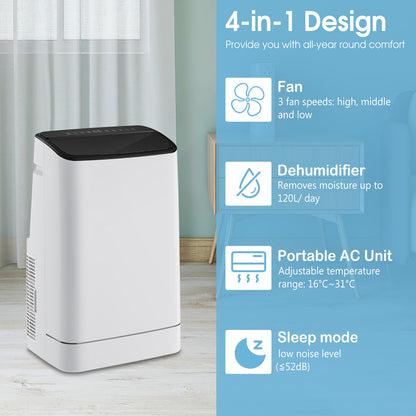 18000 BTU Portable Air Conditioner 4-in-1 with Remote Control-White