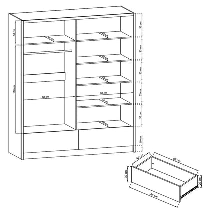 Arta II Sliding Door Wardrobe 184cm