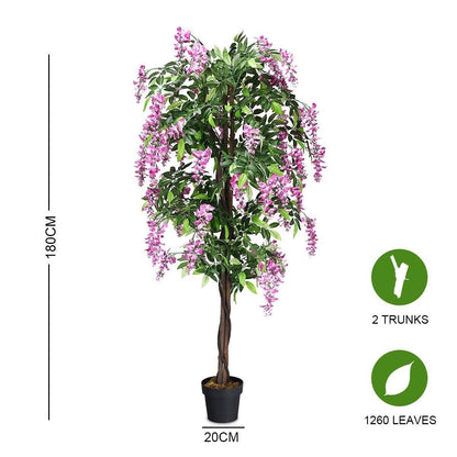 180CM Ficus Artificial Tree for Living Room Office Decor Set of 2