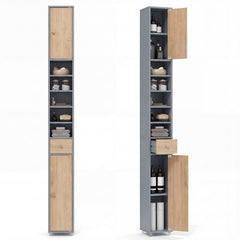 180CM Tall Freestanding Bathroom Cabinet with 2 Doors and 1 Drawer-Oak