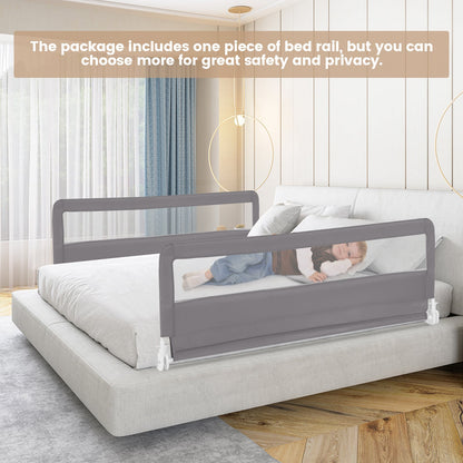 180CM Foldable Baby Bed Rail Guard with Removable Cover and Safety Strap-Grey