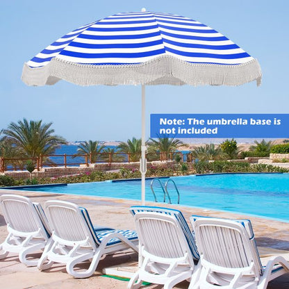 180 cm Outdoor Fringe Patio Umbrella with Carrying Bag-Blue