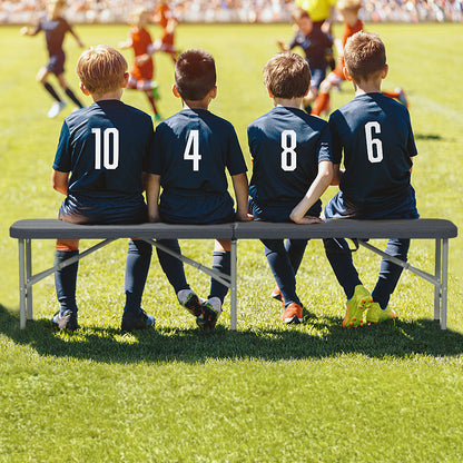 180cm Plastic Folding Bench with 300 kg Capacity and Handle Lock-Grey