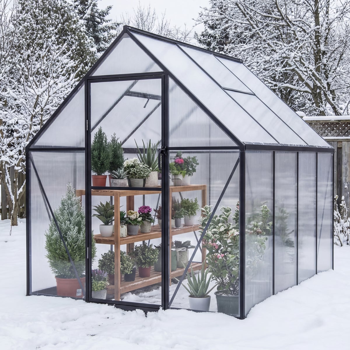 180 x 123 CM Polycarbonate Greenhouse Large Walk-in Aluminum Sunroom-Transparent