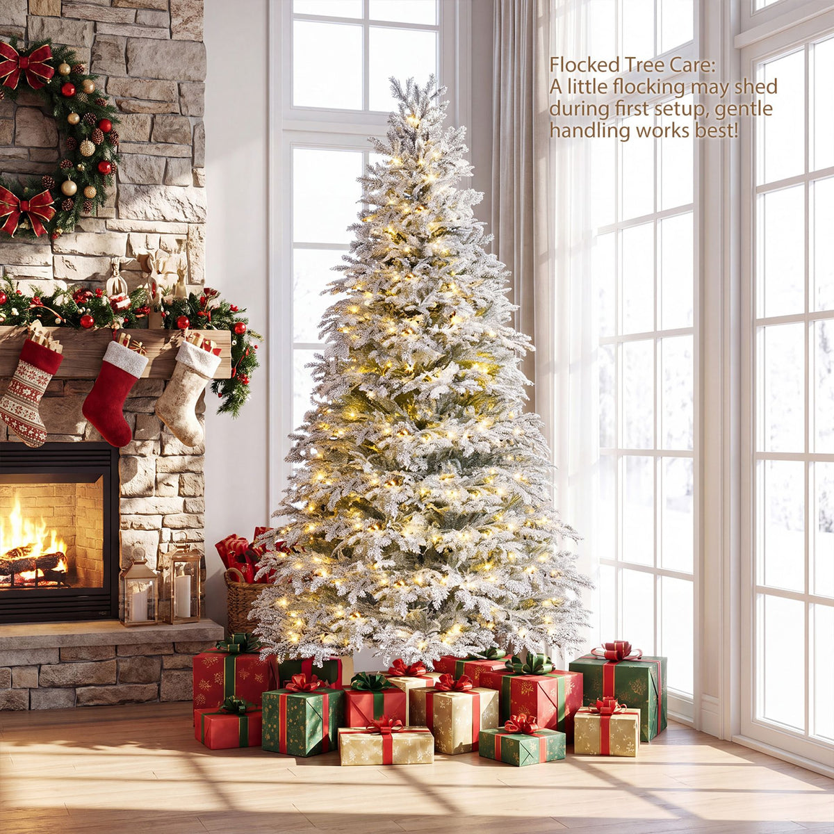 180cm Artificial Cypress Xmas Tree with Full Branch Tips LED Lights and 9 Lighting Modes