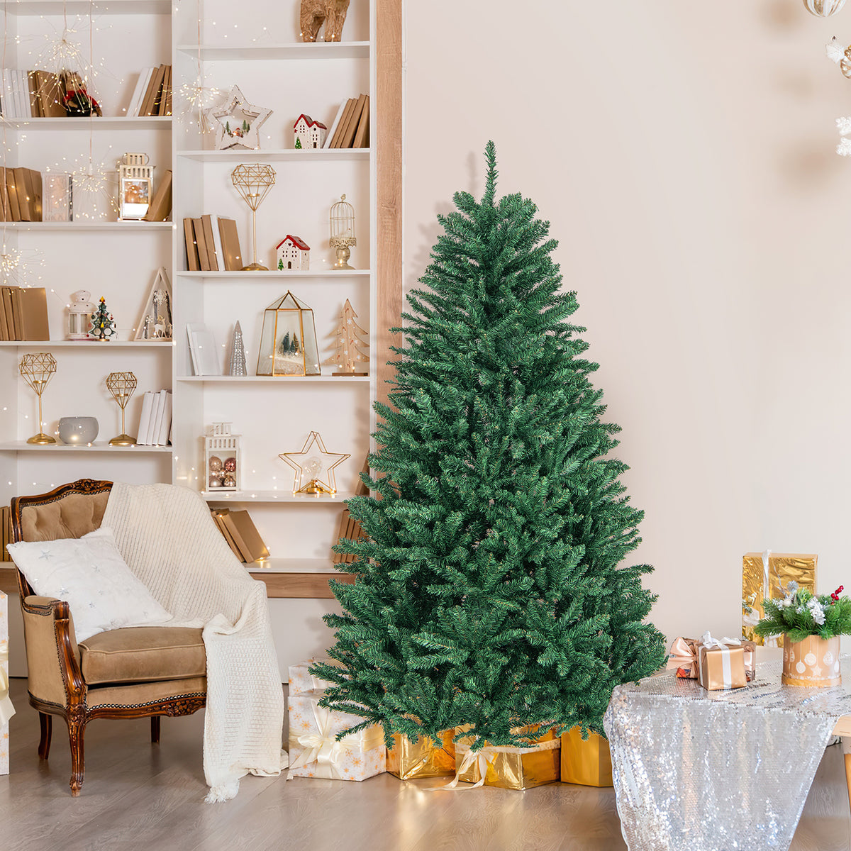 180/225cm Artificial Christmas Tree with PVC Branch Tips-6 ft