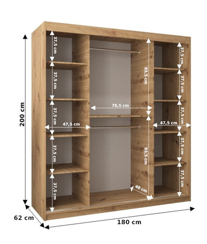 Uppsala T3 Sliding Door Wardrobe 180cm