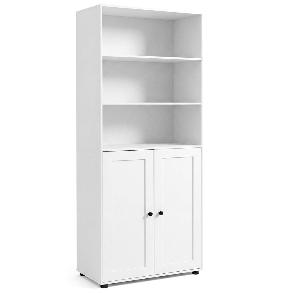 181 CM Tall Bookcase with 3 Shelves and Adjustable Shelf for Home Office-White