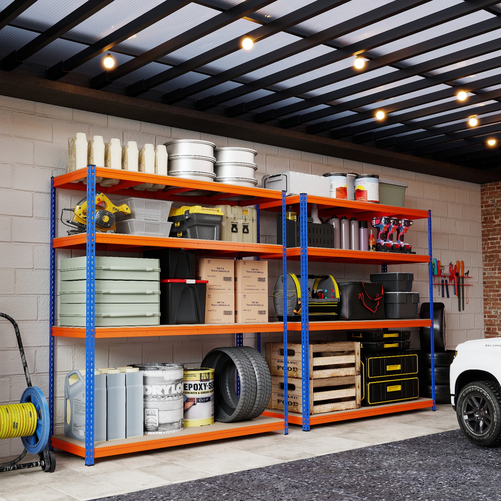181 x 61 x 203 cm 4-Tier Metal Storage Shelving Unit with Adjustable Rack-Orange