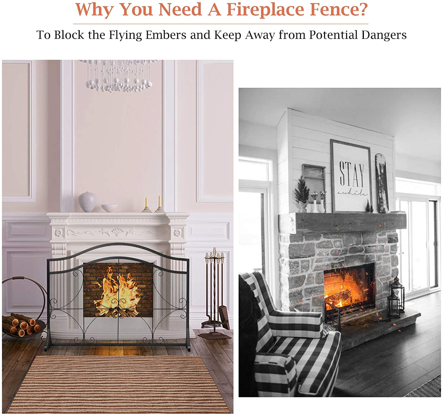 Decorative Spark Flame Barrier with Metal Mesh