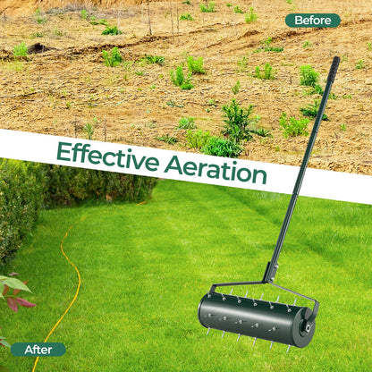 18/21 Inch Manual Lawn Aerator with Detachable Handle and Tine Spikes-21 inches