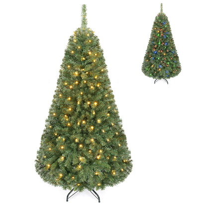 183/152/122 cm Artificial Christmas Tree with Branch Tips and LED Lights for Indoor-XS