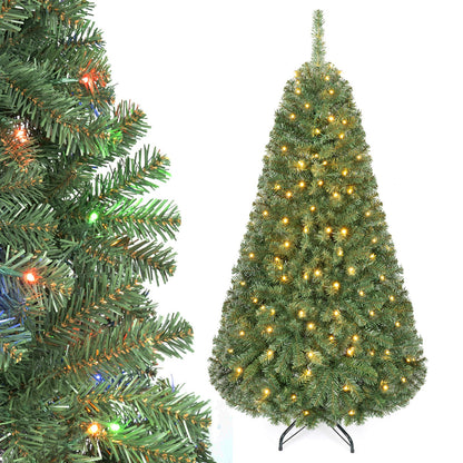 183/152/122 cm Artificial Christmas Tree with Branch Tips and LED Lights for Indoor-XS