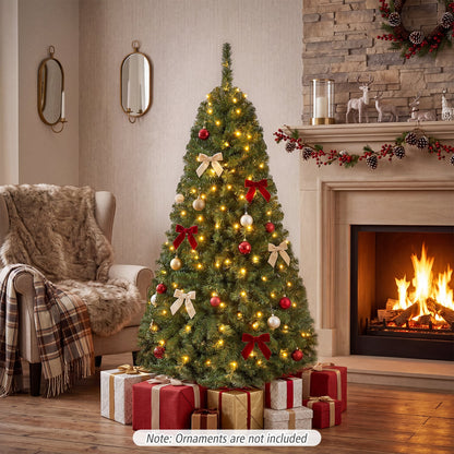 183/152/122 cm Artificial Christmas Tree with Branch Tips and LED Lights for Indoor-XS