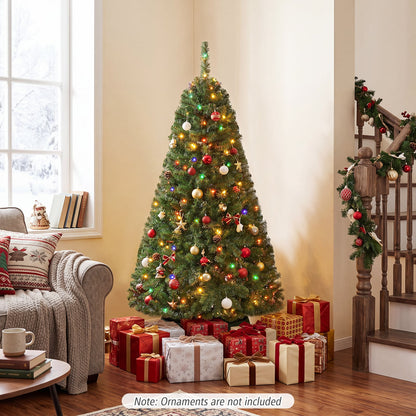 183/152/122 cm Artificial Christmas Tree with Branch Tips and LED Lights for Indoor-XS