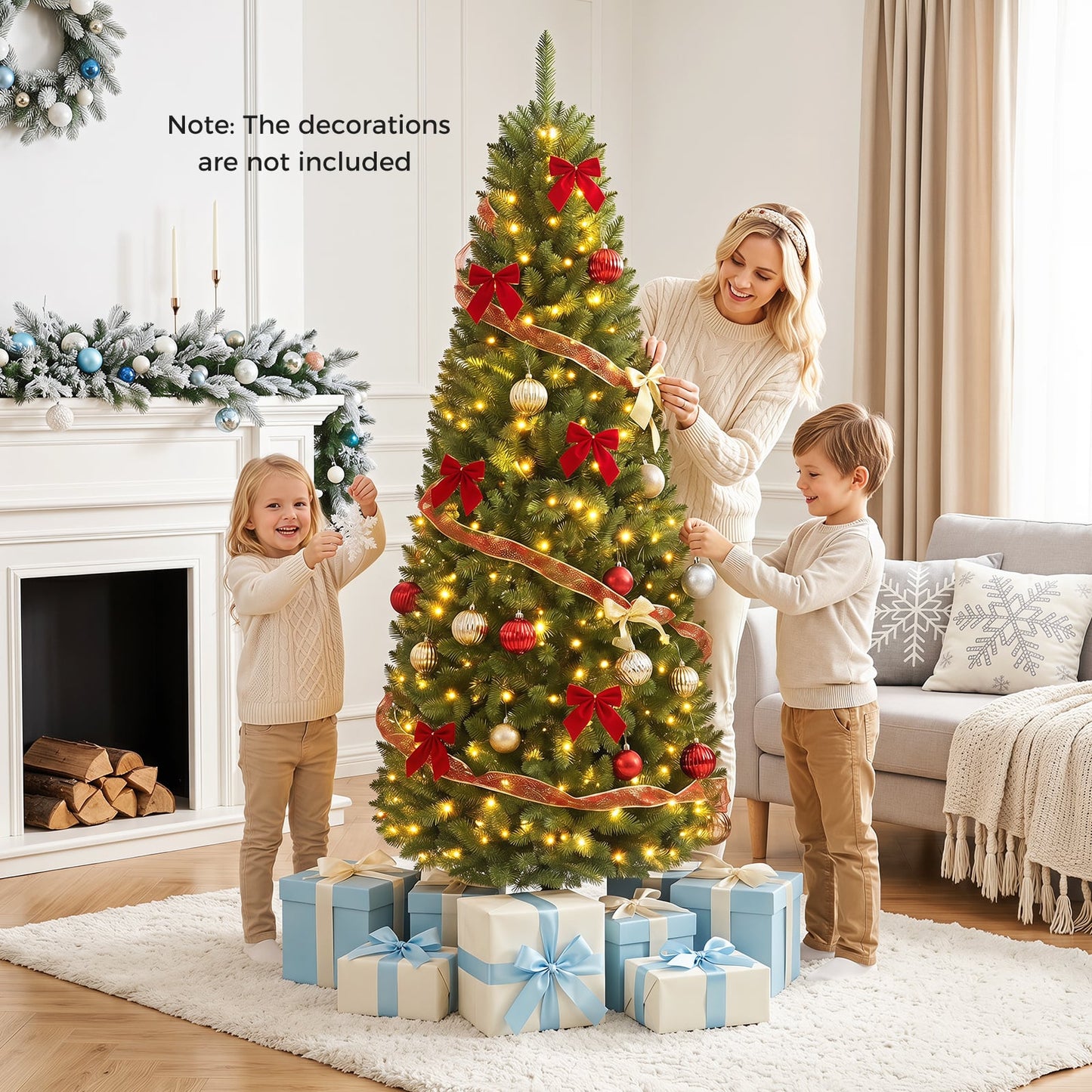 183/152 cm Pre-lit Christmas Tree with 743/300 Branch Tips and 250/150 Warm White LED Light-M