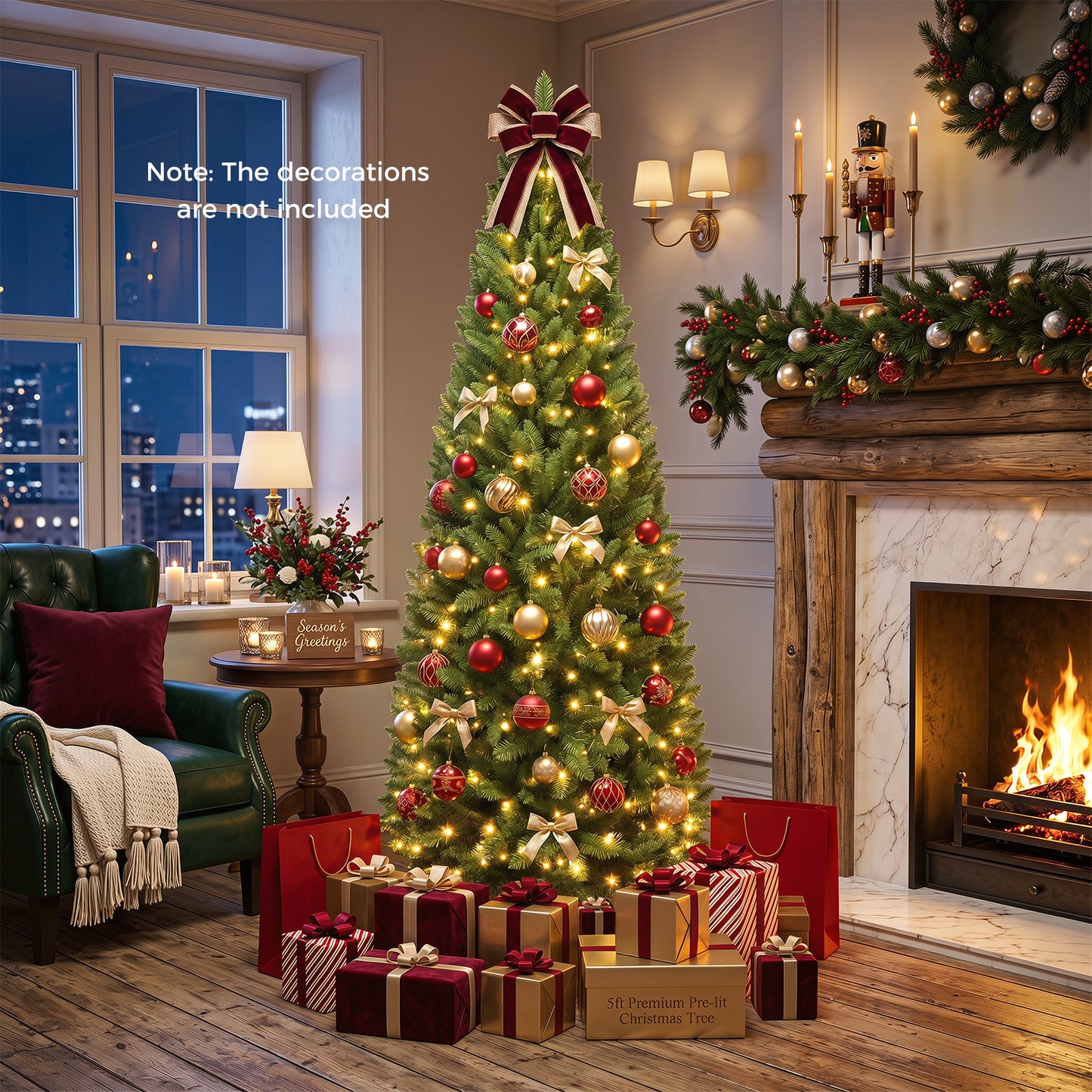 183/152 cm Pre-lit Christmas Tree with 743/300 Branch Tips and 250/150 Warm White LED Light-M