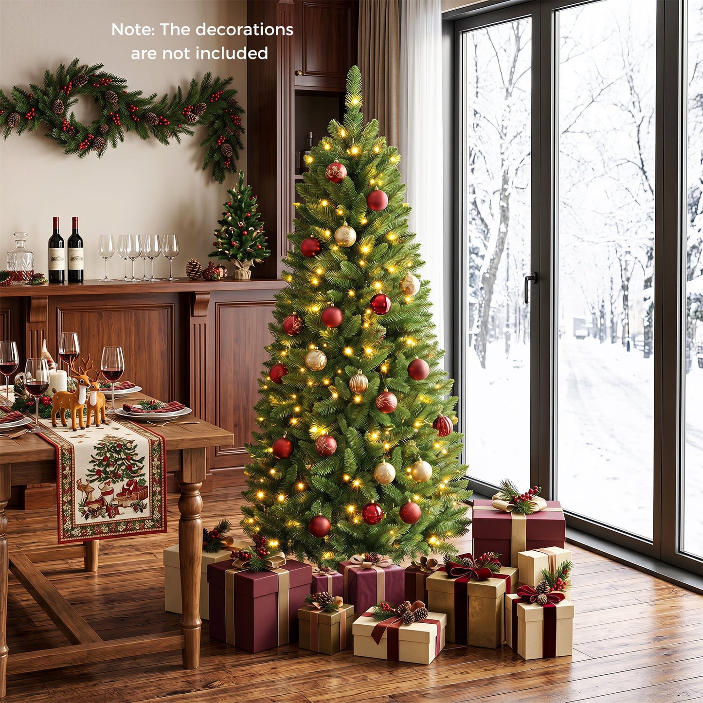 183/152 cm Pre-lit Christmas Tree with 743/300 Branch Tips and 250/150 Warm White LED Light-S