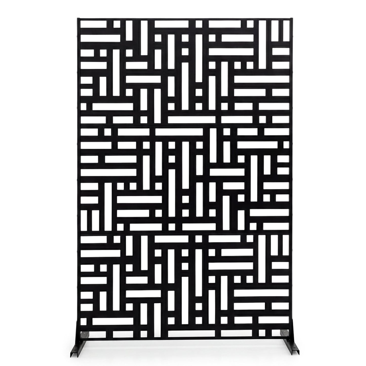 183 CM Freestanding Louvered Metal Outdoor Privacy Screen-Black