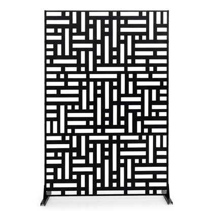183 CM Freestanding Louvered Metal Outdoor Privacy Screen-Black