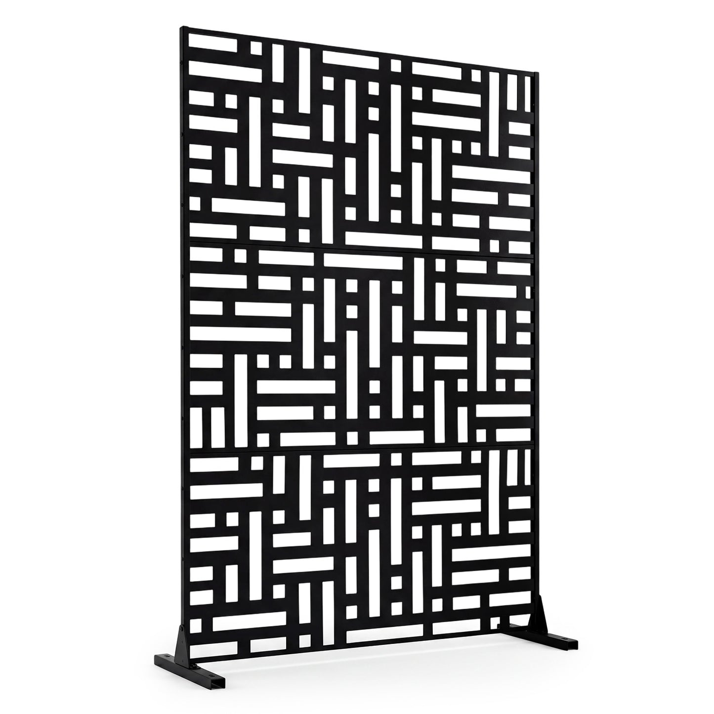 183 CM Freestanding Louvered Metal Outdoor Privacy Screen-Black