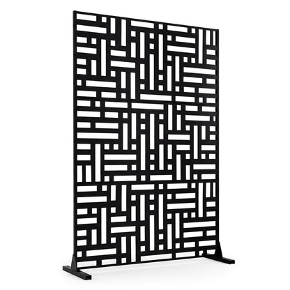 183 CM Freestanding Louvered Metal Outdoor Privacy Screen-Black