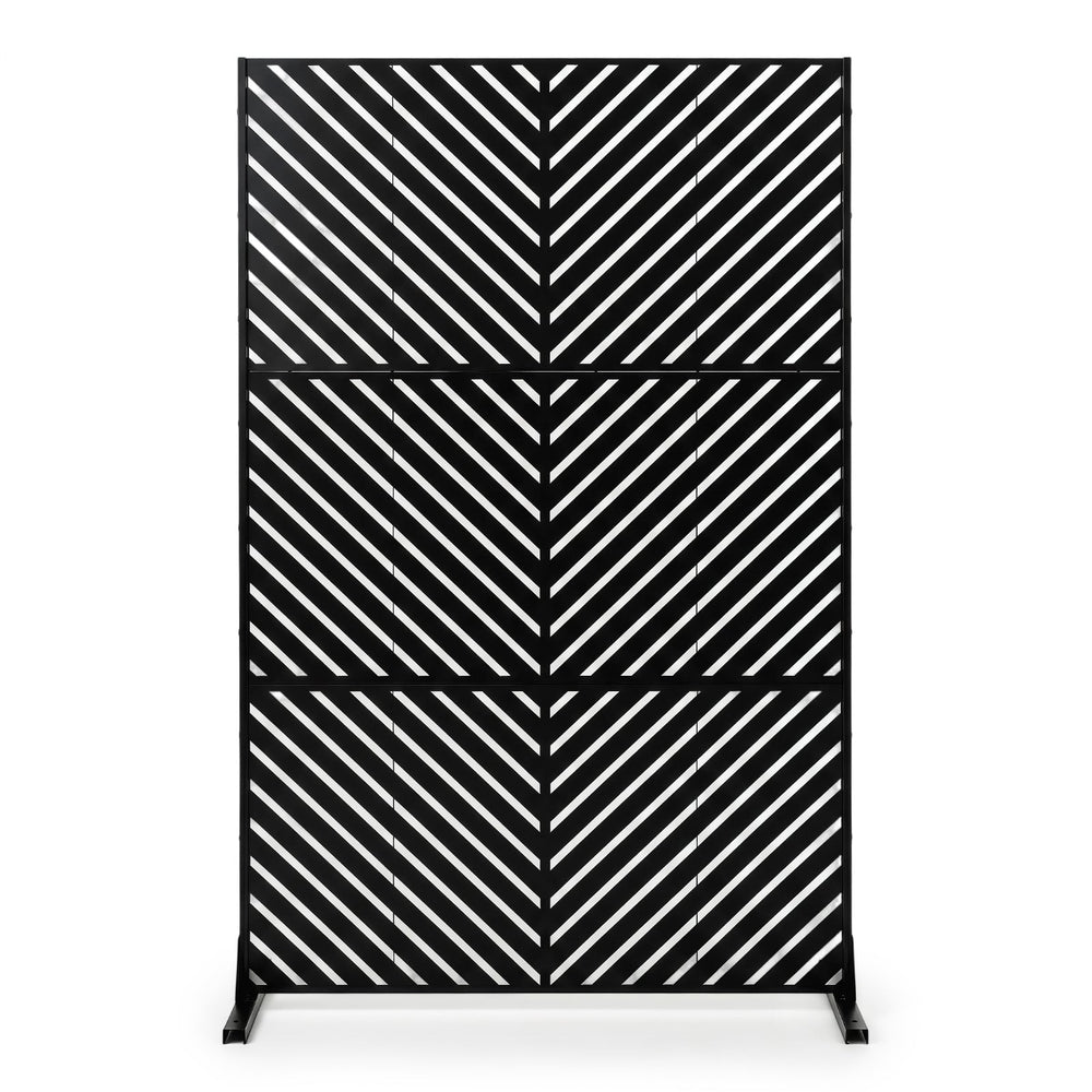 183 CM Freestanding Metal Outdoor Privacy Screen for Patio Garden-Black