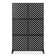 183 CM Freestanding Metal Outdoor Privacy Screen for Patio Garden-Black