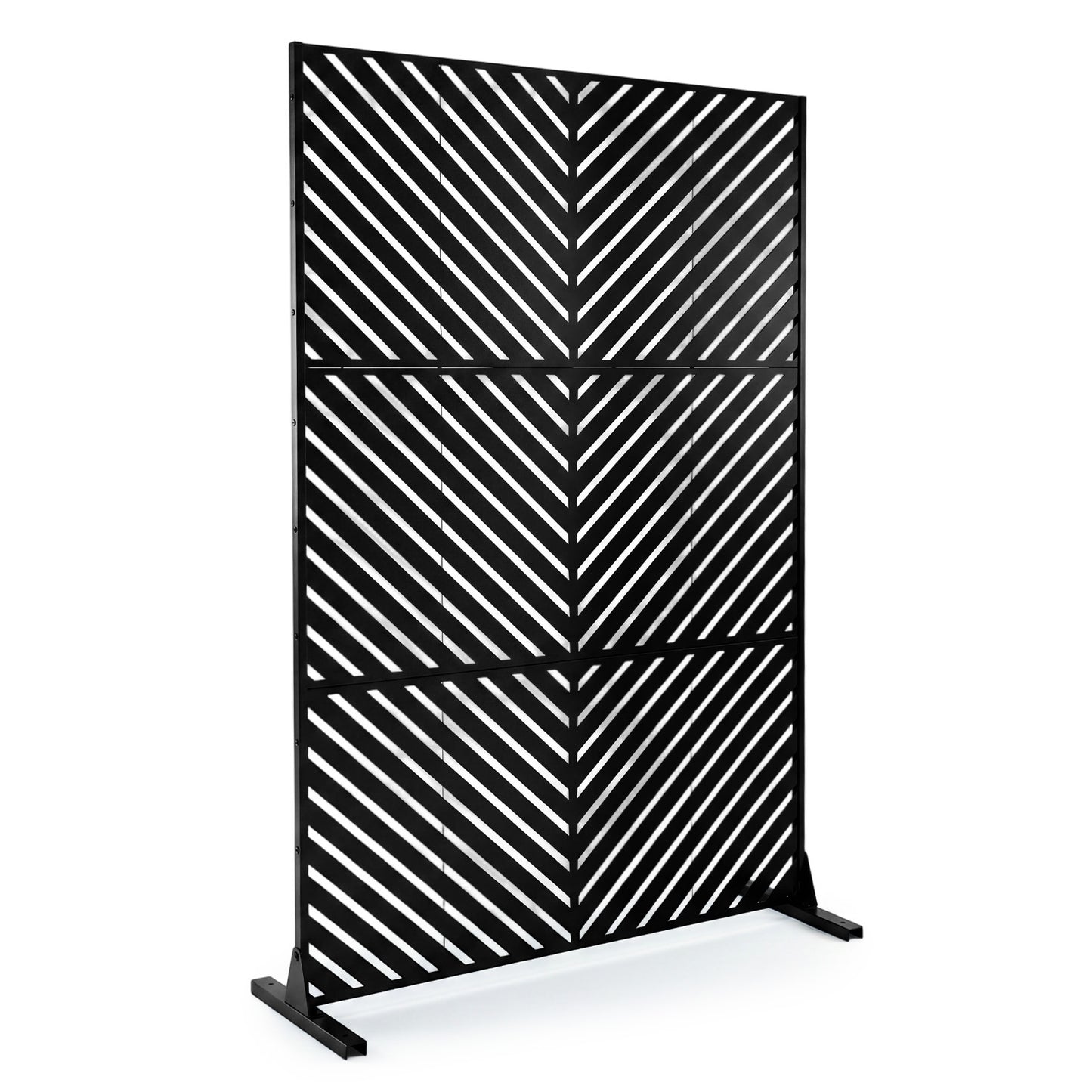 183 CM Freestanding Metal Outdoor Privacy Screen for Patio Garden-Black