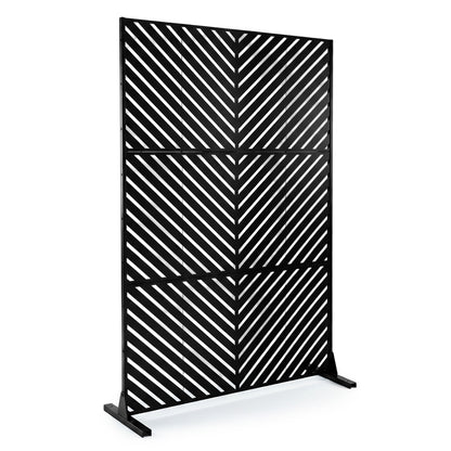 183 CM Freestanding Metal Outdoor Privacy Screen for Patio Garden-Black