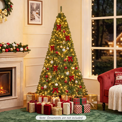 183 cm Artificial Christmas Tree with Branch Tips and LED Lights for Indoor