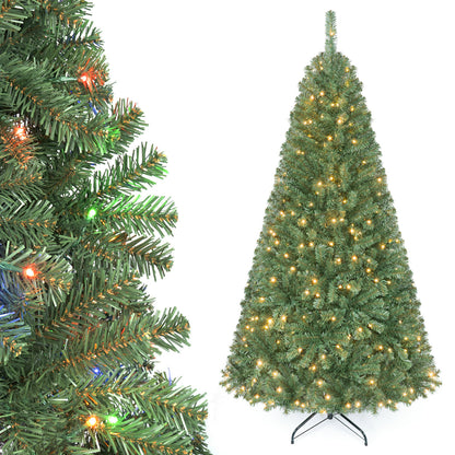 183 cm Artificial Christmas Tree with Branch Tips and LED Lights for Indoor