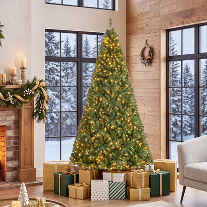 183 cm Artificial Christmas Tree with Branch Tips and LED Lights for Indoor
