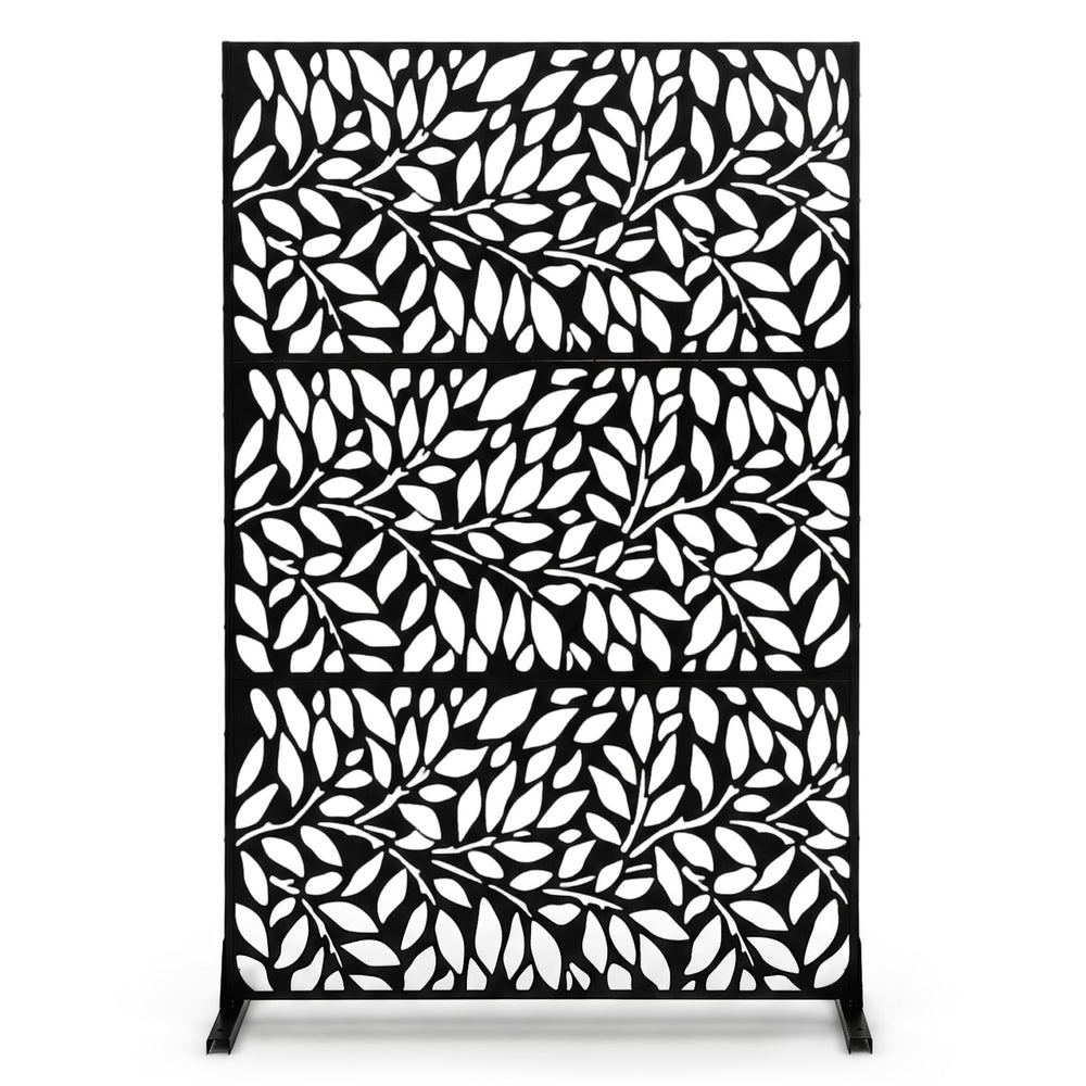 183cm H Metal Outdoor Privacy Screen with Rustproof and Freestanding Louvered Fence Panel for Patio-Black