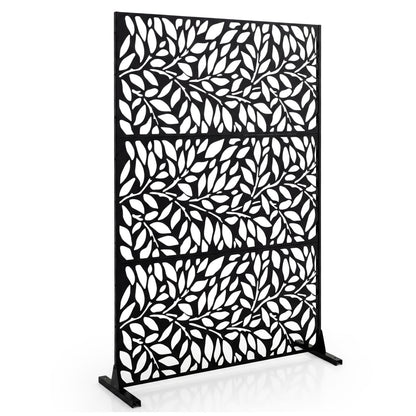 183cm H Metal Outdoor Privacy Screen with Rustproof and Freestanding Louvered Fence Panel for Patio-Black