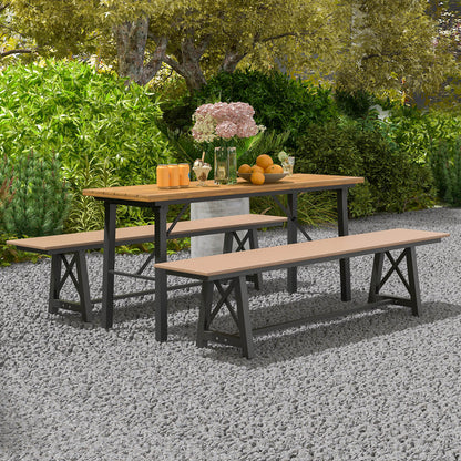 183cm Patio Long Bench with Weatherproof HDPE Seat for 4 People-Brown