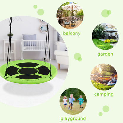 100cm Children Flying Saucer Tree Swing with Adjustable Rope-Green